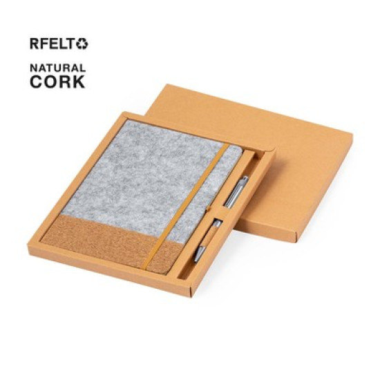 Note Pad & Ball Pen Set Made of Rpet Felt & Recycled Aluminium