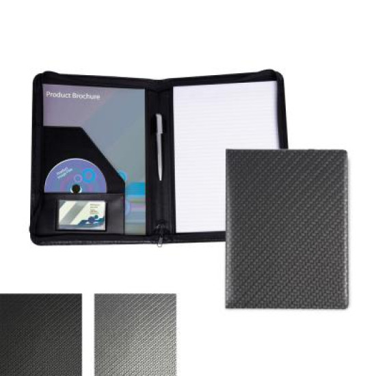 Carbon Fibre Effect A4 Zipped Conference Folder