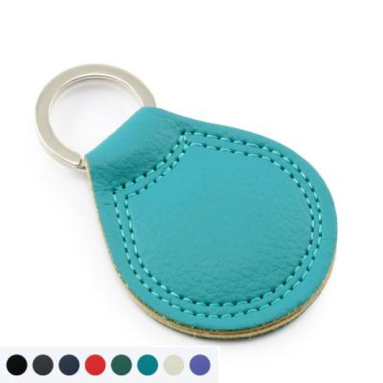 E Leather Large Teardrop Key Fob