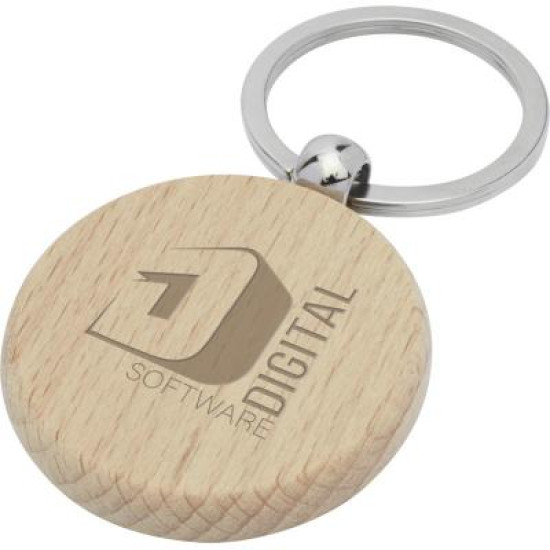 Giovanni Beech Wood  Round Keychain