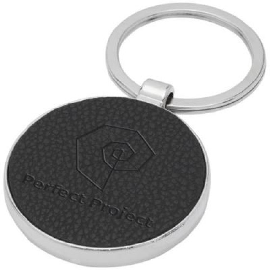 Paolo laserable PU leather round keychain