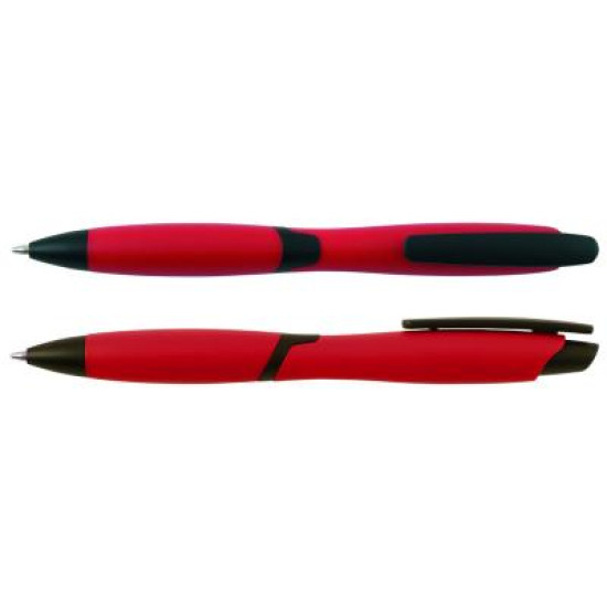 CURVY SOLID ballpen with solid coloured barrel and black clip