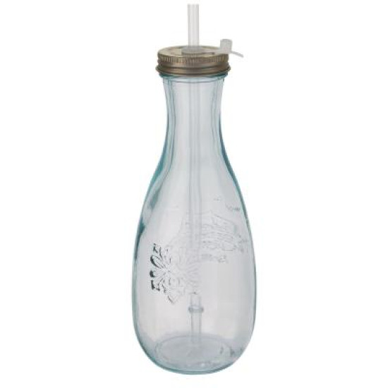 Polpa recycled glass bottle with straw