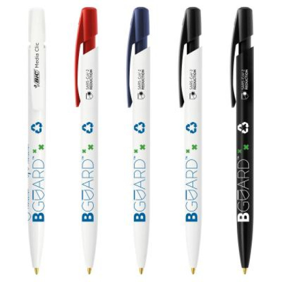 BIC® Media Clic BGUARD™ Antimicrobial Ecolutions® ballpen SARS-CoV-2 logo Screen Printing