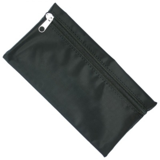 Nylon Pencil Case - Black (Black Zip)