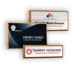 Real Wood Framed Name Badges