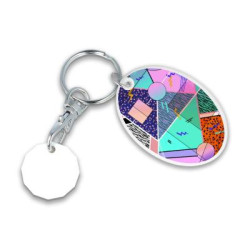 Recycled NEW £ Oval Trolley Mate Keyring (unprinted coin)