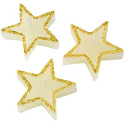 Three star-shaped candles