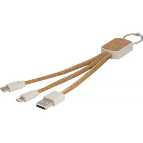 Bates wheat straw and cork 3-in-1 charging cable