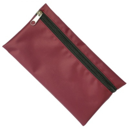 Nylon Pencil Case (Burgundy With Black Zip)