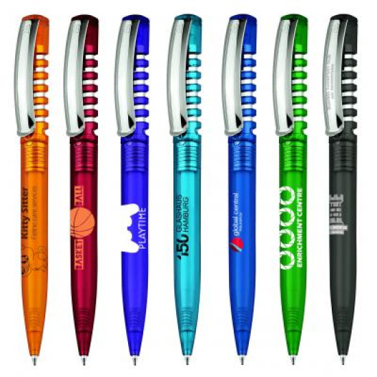 senator® New Spring Clear Plastic Ballpen with Metal Clip