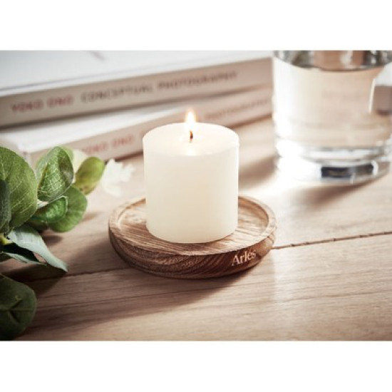 Wooden Decorative Plate with Candle